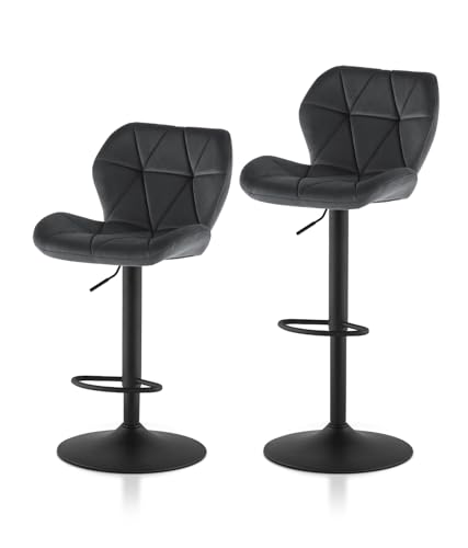 TUKAILAI Barhocker 2er Set aus Samt, Barstuhl Höhenverstellbar, Gepolsterter Drehhocker Tresenhocker, Küchenhocker mit Rückenlehne Fußstütze Metallrahmen, Hocker Drehbar für Küchen Bars TUKAILAI Barhocker 2er Set aus Samt, Barstuhl Höhenverstellbar, Gepolsterter Drehhocker Tresenhocker, Küchenhocker mit Rückenlehne Fußstütze Metallrahmen, Hocker Drehbar für Küchen Bars von TUKAILAI