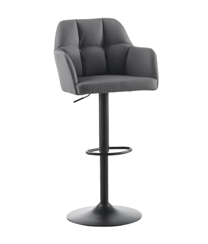 TUKAILAI Barhocker Barstühle Höhenverstellbar, Drehstühle, Barstuhl Küchenstühle mit Rückenlehne und Fußstütze, gemütliche Kunstleder weiche Sitzfläche, Grau von TUKAILAI
