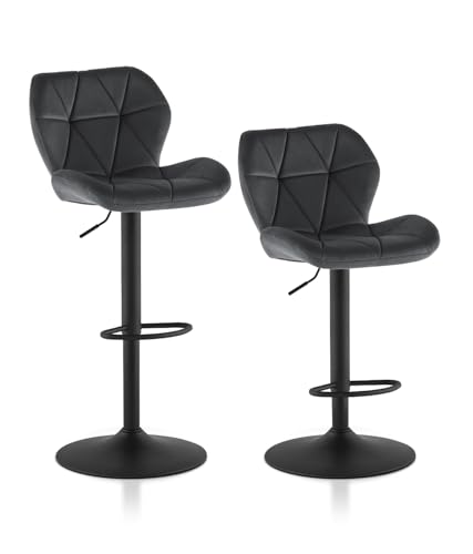 TUKAILAI Barhocker Set mit Rückenlehne - 2er-Set Höhenverstellbare Drehstühle mit gepolsterter Sitzfläche und Fußstütze - Samt Hocker für Küche, Theke, Wohnzimmer TUKAILAI Barhocker Set mit Rückenlehne - 2er-Set Höhenverstellbare Drehstühle mit gepolsterter Sitzfläche und Fußstütze - Samt Hocker für Küche, Theke, Wohnzimmer von TUKAILAI