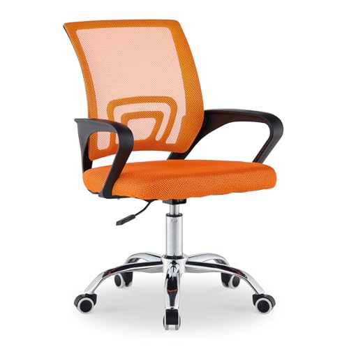 TUKAILAI Bürostuhl Ergonomisch, Schreibtischstuhl aus Netzstoff, Chefsessel mit Lendenwirbelstütze, Armlehne, Höhenverstellbar, 360° Drehbar, Computerstuhl Arbeitsstuhl für Zuhause Büro, Orange von TUKAILAI