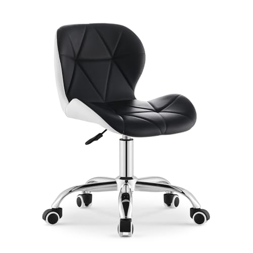TUKAILAI Bürostuhl Ergonomisch aus Kunstleder, Verstellbar Drehstuhl mit Höhenverstellbar 360° Drehbar Rollen,Schreibtischstuhl Color-Blocking-Design für Büro Schlafzimmer,Kinder,Schwarz&Weiß von TUKAILAI