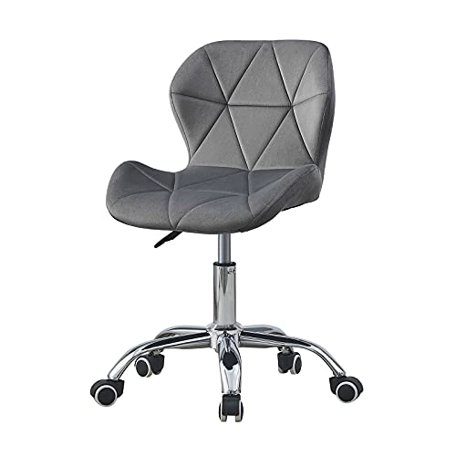 TUKAILAI Bürostuhl Ergonomisch aus Samt, Verstellbar Schreibtischstuhl Drehstuhl mit Höhenverstellbar 360° Drehbar Rollen, Computerstuhl für Büro Schlafzimmer Arbeitszimmer,Kinder, Grau von TUKAILAI