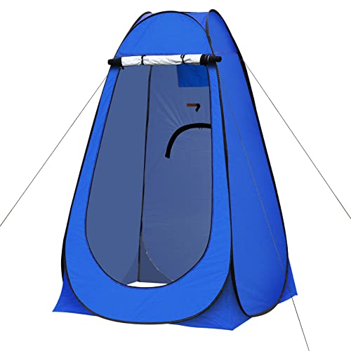 TUKAILAI Camping Toilettenzelt Duschzelt Pop Up Umkleidezelt Privatsphäre Toilette Umkleidekabine Lagerzelt Mobile Outdoor WC Zelt für Camping & Beach, mit Tragetasche 120 x 120 x 190 cm Blau von TUKAILAI