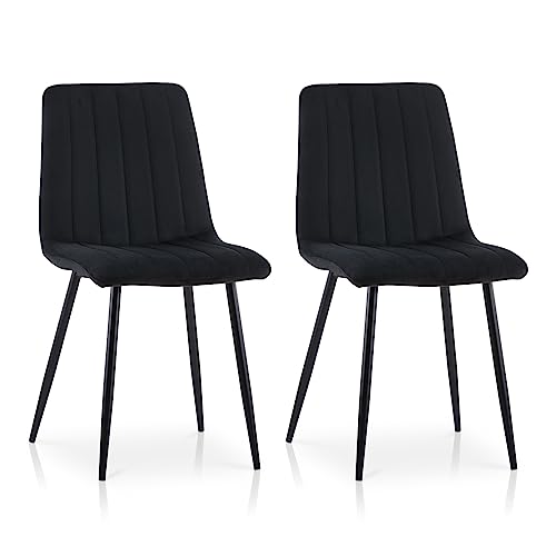 TUKAILAI Esszimmerstühle 2er Set, Küchenstuhl aus Samt mit gepolstertem Sitz, Polsterstuhl mit Metallbeinen, esszimmerstuhl mit Rückenlehne, stühle esszimmer,Dining Chair modern,Schwarz TUKAILAI Esszimmerstühle 2er Set, Küchenstuhl aus Samt mit gepolstertem Sitz, Polsterstuhl mit Metallbeinen, esszimmerstuhl mit Rückenlehne, stühle esszimmer,Dining Chair modern,Schwarz von TUKAILAI