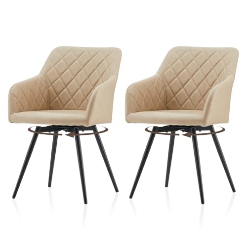 TUKAILAI Esszimmerstühle 2er Set,360° Esszimmerstühle Drehbar mit Rückenlehne, Bequemer Armlehnen Kunstleder Küchenstuhl ,Stühle und Sessel, geeignet für Esszimmer und Wohnzimmer,Beige TUKAILAI Esszimmerstühle 2er Set,360° Esszimmerstühle Drehbar mit Rückenlehne, Bequemer Armlehnen Kunstleder Küchenstuhl ,Stühle und Sessel, geeignet für Esszimmer und Wohnzimmer,Beige von TUKAILAI