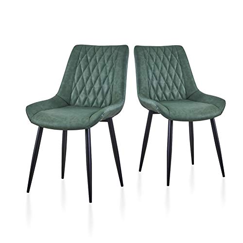 TUKAILAI Esszimmerstühle 2er Set aus Kunstleder, Küchenstühle mit Rückenlehne,weichen Kissen,Metallbeine, Ergonomische Sessel, Moderne Stühle für Küche,Esszimmer,Wohnzimmer,Empfangsraum, Grün von TUKAILAI