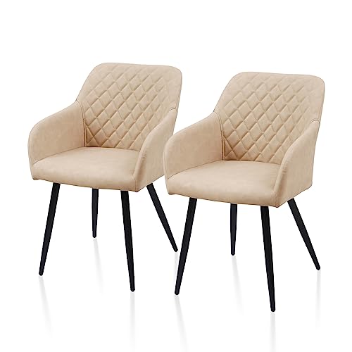 TUKAILAI Esszimmerstühle 2er Set aus Kunstleder, Modern Küchenstuhl Polsterstuhl Wohnzimmerstuhl Sessel mit Armlehnen Rückenlehne Metallbeinen, für Küche Esszimmer Wohnzimmer Lounge,Creme TUKAILAI Esszimmerstühle 2er Set aus Kunstleder, Modern Küchenstuhl Polsterstuhl Wohnzimmerstuhl Sessel mit Armlehnen Rückenlehne Metallbeinen, für Küche Esszimmer Wohnzimmer Lounge,Creme von TUKAILAI