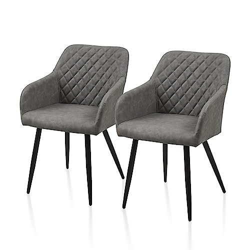 TUKAILAI Esszimmerstühle 2er Set aus Kunstleder, Modern Küchenstuhl Polsterstuhl Wohnzimmerstuhl Sessel mit Armlehnen Rückenlehne Metallbeinen, für Küche Esszimmer Wohnzimmer Lounge,Hellgrau TUKAILAI Esszimmerstühle 2er Set aus Kunstleder, Modern Küchenstuhl Polsterstuhl Wohnzimmerstuhl Sessel mit Armlehnen Rückenlehne Metallbeinen, für Küche Esszimmer Wohnzimmer Lounge,Hellgrau von TUKAILAI