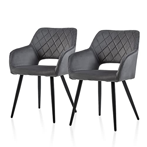 TUKAILAI Esszimmerstühle 2er Set aus Samt, Küchenstuhl Polsterstuhl mit Offener Rückenlehne,Armlehnen,Gepolstertem Sitz, Metallbeinen, Grau Stühle für Wohnzimmer,Esszimmer,Küche TUKAILAI Esszimmerstühle 2er Set aus Samt, Küchenstuhl Polsterstuhl mit Offener Rückenlehne,Armlehnen,Gepolstertem Sitz, Metallbeinen, Grau Stühle für Wohnzimmer,Esszimmer,Küche von TUKAILAI