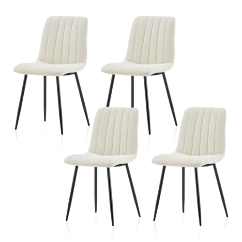 TUIKAILAi Esszimmerstühle 4er Set，Ergonomic Design Bequemer Polsterstuhl Beige Wohnzimmer Stühle mit Rückenlehne, Metallbeine Schlafzimmer Esszimmer Stuhl von TUKAILAI