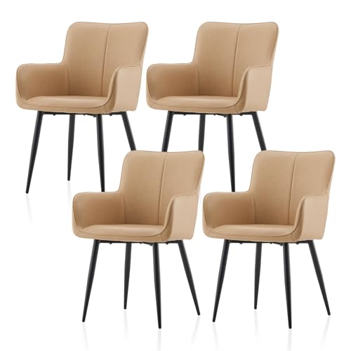 TUKAILAI Esszimmerstühle 4er-Set Kunstleder, Gepolsterter Küchenstuhl, Ergonomischer Polsterstuhl mit Armlehnen Rückenlehne Metallbeine, Sessel für Esszimmer Wohnzimmer Küche Schlafzimmer, Creme TUKAILAI Esszimmerstühle 4er-Set Kunstleder, Gepolsterter Küchenstuhl, Ergonomischer Polsterstuhl mit Armlehnen Rückenlehne Metallbeine, Sessel für Esszimmer Wohnzimmer Küche Schlafzimmer, Creme von TUKAILAI