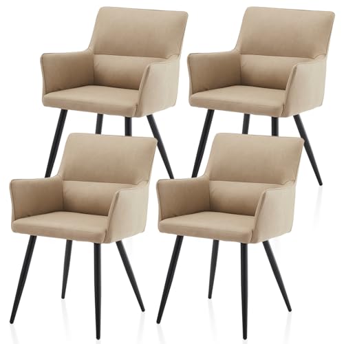 TUKAILAI Esszimmerstühle 4er-Set aus Kunstleder, Küchenstuhl mit Armlehnen, Rückenlehne, Metallbeine, Freizeit Polsterstuhl Wohnzimmer-Sessel für Esszimmer Küche Empfang Modern, Creme TUKAILAI Esszimmerstühle 4er-Set aus Kunstleder, Küchenstuhl mit Armlehnen, Rückenlehne, Metallbeine, Freizeit Polsterstuhl Wohnzimmer-Sessel für Esszimmer Küche Empfang Modern, Creme von TUKAILAI