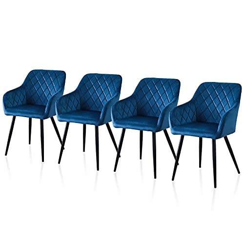 TUKAILAI Esszimmerstühle 4er Set aus Samt, Küchenstuhl Polsterstuhl Wohnzimmerstuhl Sessel mit Armlehnen Rückenlehne Metallbeinen, für Küche Esszimmer Wohnzimmer Lounge,Blau TUKAILAI Esszimmerstühle 4er Set aus Samt, Küchenstuhl Polsterstuhl Wohnzimmerstuhl Sessel mit Armlehnen Rückenlehne Metallbeinen, für Küche Esszimmer Wohnzimmer Lounge,Blau von TUKAILAI