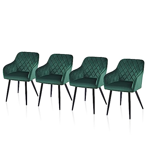 TUKAILAI Esszimmerstühle 4er Set aus Samt, Küchenstuhl Polsterstuhl Wohnzimmerstuhl Sessel mit Armlehnen Rückenlehne Metallbeinen, für Küche Esszimmer Wohnzimmer Lounge,Grün TUKAILAI Esszimmerstühle 4er Set aus Samt, Küchenstuhl Polsterstuhl Wohnzimmerstuhl Sessel mit Armlehnen Rückenlehne Metallbeinen, für Küche Esszimmer Wohnzimmer Lounge,Grün von TUKAILAI