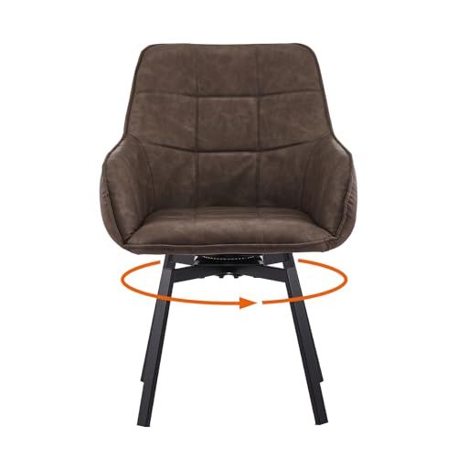 TUKAILAI Esszimmerstühle Drehbar, Drehstuhl esszimmer Samt mit Armlehnen Rückenlehne Gepolsterter Sitz Metallbeine, Armlehnstuhl Küchenstühle Polsterstuhl Sessel für Küche (Braun) von TUKAILAI