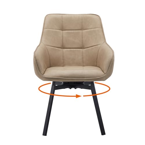 TUKAILAI Esszimmerstühle Drehbar, Drehstuhl esszimmer Samt mit Armlehnen Rückenlehne Gepolsterter Sitz Metallbeine, Armlehnstuhl Küchenstühle Polsterstuhl Sessel für Küche (Creme) von TUKAILAI