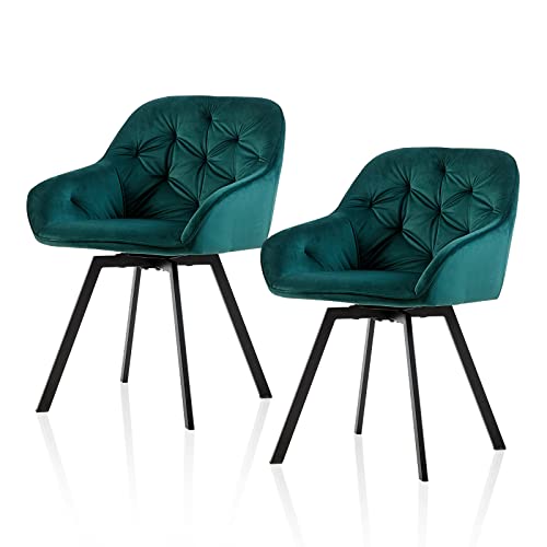 TUKAILAI Esszimmerstühle Drehbar Set, Samt Drehstuhl mit Armlehnen Rückenlehne Dick Gepolsterter Sitz Metallbeine, Armlehnstuhl Küchenstühle Polsterstuhl für Küche Wohnzimmer Esszimmer (1, Grün) TUKAILAI Esszimmerstühle Drehbar Set, Samt Drehstuhl mit Armlehnen Rückenlehne Dick Gepolsterter Sitz Metallbeine, Armlehnstuhl Küchenstühle Polsterstuhl für Küche Wohnzimmer Esszimmer (1, Grün) von TUKAILAI