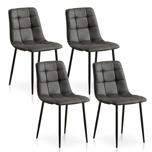 TUKAILAI Esszimmerstühle Set aus Kunstleder, Küchenstühle Esszimmer Stühle mit Metallbeinen für Küch, Esszimmerstuhl Wohnzimmerstuhl Besucherstühle (4, Grey) von TUKAILAI