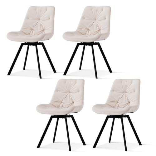 TUKAILAI Esszimmerstühle drehbar 4er-Set, Küchenstuhl mit Samt, Polsterstuhl ohne Armlehnen, Drehstuhl mit Rückenlehne,Metall,Gepolstertem Sitz, für Esszimmer Wohnzimmer Küche Büro, Creme TUKAILAI Esszimmerstühle drehbar 4er-Set, Küchenstuhl mit Samt, Polsterstuhl ohne Armlehnen, Drehstuhl mit Rückenlehne,Metall,Gepolstertem Sitz, für Esszimmer Wohnzimmer Küche Büro, Creme von TUKAILAI