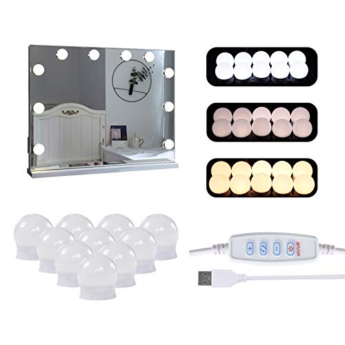 TUKAILAI Led Spiegelleuchte, Hollywood Lichter Mit Schalter 3 Farbe Und 10 Dimmbar FüR Schminktisch Leuchte, Schminkleuchte, Spiegellampe FüR Kosmetikspiegel, Schminktisch/Badzimmer Spiegel TUKAILAI Led Spiegelleuchte, Hollywood Lichter Mit Schalter 3 Farbe Und 10 Dimmbar FüR Schminktisch Leuchte, Schminkleuchte, Spiegellampe FüR Kosmetikspiegel, Schminktisch/Badzimmer Spiegel von TUKAILAI