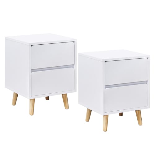 TUKAILAI Nachttische 2er Set mit 2 Schubladen, Holz, Nachttisch mit 2 Schubladen, für Schlafzimmermöbel, Normale Größe, Weiß TUKAILAI Nachttische 2er Set mit 2 Schubladen, Holz, Nachttisch mit 2 Schubladen, für Schlafzimmermöbel, Normale Größe, Weiß von TUKAILAI
