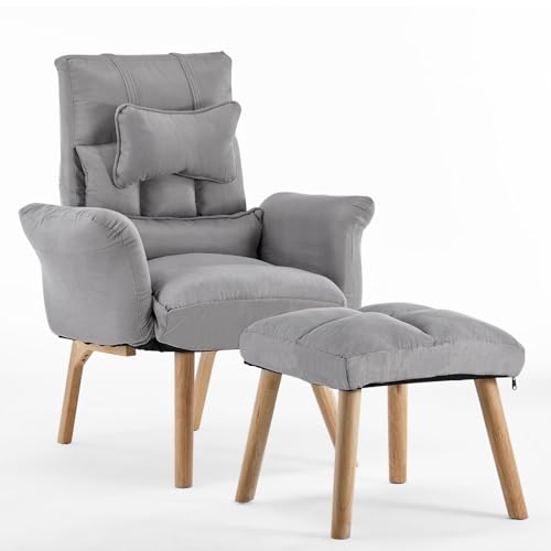 TUKAILAI Relaxsessel mit liegefunktion,Fernsehsessel,Polstersessel aus Baumwolle und Leinen,Sessel mit schlaffunktion,ohrensessel mit hocker,verstellbar Einzelliegesessel Wohnzimmer Heimkino,Grau TUKAILAI Relaxsessel mit liegefunktion,Fernsehsessel,Polstersessel aus Baumwolle und Leinen,Sessel mit schlaffunktion,ohrensessel mit hocker,verstellbar Einzelliegesessel Wohnzimmer Heimkino,Grau von TUKAILAI