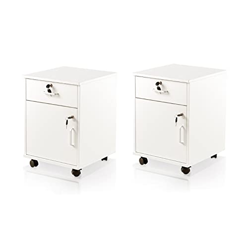 TUKAILAI Rollcontainer, Rollcontainer Abschließbar, Aktenschrank mit Schubladen, Büroschrank mit Rollen, Drucker Ablagefächer für Büromöbel 40x40x57 cm, Weiß von TUKAILAI