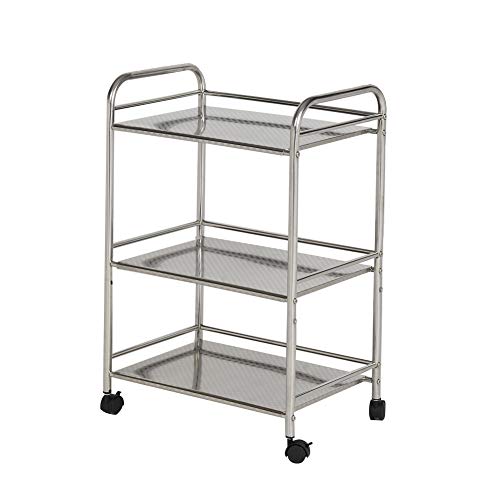 TUKAILAI Servierwagen Edelstahl Regal Silver - Standregal Allzweckregal für Küche, Büro, Garten Bad Speisewagen Teewagen Barwagen Badezimmerwagen, 3 Ablage, 350 * 500 * 750mm von TUKAILAI