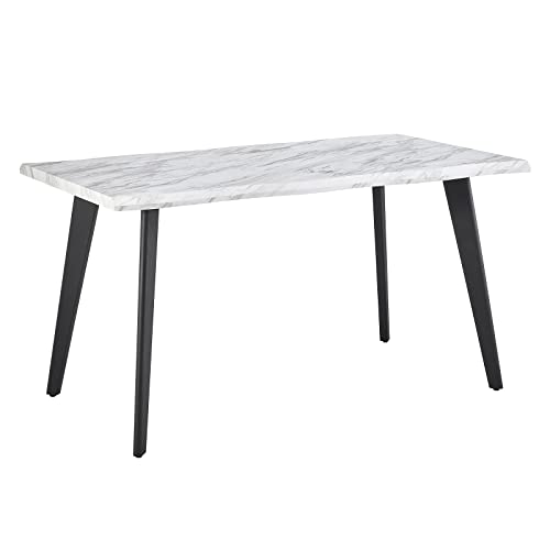 TUKAILAi 140 cm Esstisch, Marmor-Effekt, MDF-Küchentisch mit robusten Metallbeinen, moderner rechteckiger Frühstückstisch für 4–6 Personen, Esszimmer, Küche, Restaurant, Wohnungen und Café von TUKAILAI