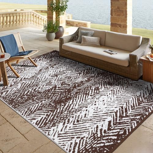 TUKDAK Outdoor Teppich Wetterfest 150×245cm, Braun Reversible Teppich für den Innen und Außen, UV-Resistant Carpet für Hinterhof, Leichtgewicht Recycelter Kunststoff Terrasse Matte für RV Balkon TUKDAK Outdoor Teppich Wetterfest 150×245cm, Braun Reversible Teppich für den Innen und Außen, UV-Resistant Carpet für Hinterhof, Leichtgewicht Recycelter Kunststoff Terrasse Matte für RV Balkon von TUKDAK