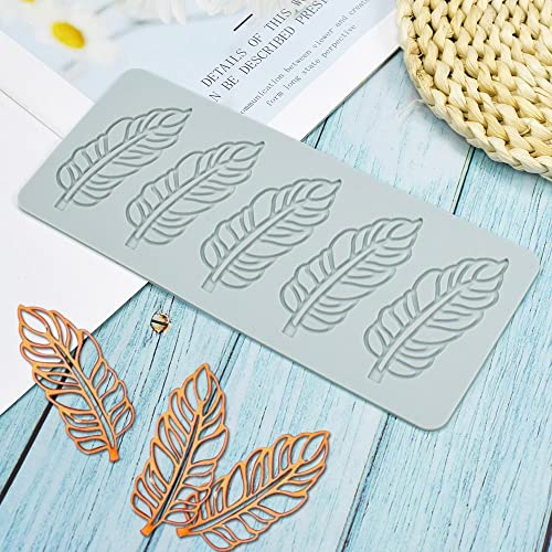 Hohle Baumblätter Silikonform Farn Blatt Pteridophyte DIY Schokolade Süßigkeiten Fondant Form 3D Lotus Silikonform Kuchen Tonform für Cupcake Topper Dekoration Zucker Handwerk Desserts (D_21,7 x 9,1 von TUKE