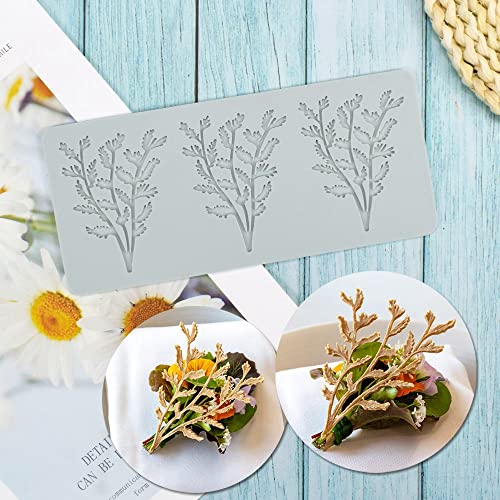 Hohle Baumblätter Silikonform Farnblatt Pteridophyte DIY Schokolade Süßigkeiten Fondant Form 3D Lotus Silikonform Kuchen Tonform für Cupcake Topper Dekoration Zucker Handwerk Desserts (H 21,3 x 9,7 x von TUKE
