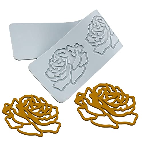 TUKE 3D Blätter Silikonformen Blume Kuchen Fondant Matte Bienenblatt Gebäck Formen Rose Impression Schokolade Hohle Spitze Form (Rose_33 x 7,1 x 0,3 cm_E) von TUKE