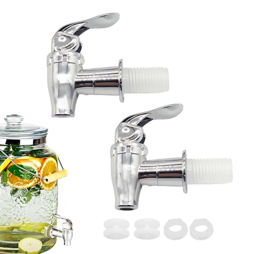 TUKEVA® 2 Stück Wasserspender Ersatzhahn Silber Getränkespender Zapfhahn Wasserhahn Haushalt Bier Kunststoff Getränkespender Zapfhahn für Bierfass,Getränkespender,Glas,Saft,Trinkbrunnen (Silber) von TUKEVA