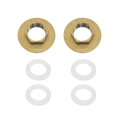 TUKEVA 2 Sätze Messing Kontermuttern mit Dichtungen 1/2 Zoll Messing Wasserhahn Sanitärarmatur Mutter Wasserhahnmutter Installationssatz für Badezimmer, Waschbeckenarmaturen Zubehör (1/2 Zoll) von TUKEVA