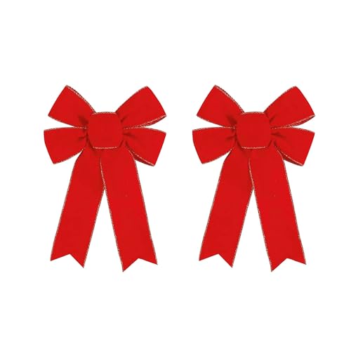 TUKEVA 2 Stück Rote Schleife Groß Fertigschleife geschenkschleifen 23 x 30 cm weihnachtsschleifen rot Für Weihnachten,Hochzeitsdeko Autoschmuck,Party,Garten Dekoration,Heimdekoration (Rot, L) von TUKEVA