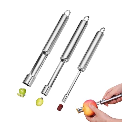 TUKEVA 3 Pcs Apfel Apfelstecher Fruchtentkerner kerngehäuse ausstecher Apfelentkerner zum Entfernen entfernt Kerngehäuse für Äpfel,grüne Jujubes,Kirschen und kleine rote Datteln für Home,Küch (Silber) TUKEVA 3 Pcs Apfel Apfelstecher Fruchtentkerner kerngehäuse ausstecher Apfelentkerner zum Entfernen entfernt Kerngehäuse für Äpfel,grüne Jujubes,Kirschen und kleine rote Datteln für Home,Küch (Silber) von TUKEVA