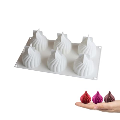 TUKEVA 6 Löcher Silikon-Formen Dessert Mousse Backformen Mousse Form 3d backformen Mousse Form 3D Silikon Formen Zwiebel silikonform für machen Schokolade,Kuchen,Gelee,Pudding,Mousse,Gelee (Weiß) von TUKEVA