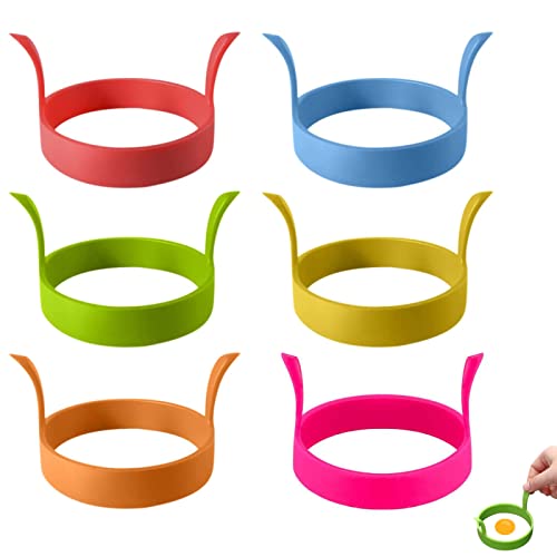 TUKEVA 6 Stück Spiegeleiform Omelettes Hitzebeständige 8cm Ei Ringe Silikon Spiegeleiform Pochiert Ei Pan Silikon Ei Form für Spiegelei und Pancake, Silikonform (Orange, Gelb, Rot, Blau, Grün, Rosa) TUKEVA 6 Stück Spiegeleiform Omelettes Hitzebeständige 8cm Ei Ringe Silikon Spiegeleiform Pochiert Ei Pan Silikon Ei Form für Spiegelei und Pancake, Silikonform (Orange, Gelb, Rot, Blau, Grün, Rosa) von TUKEVA