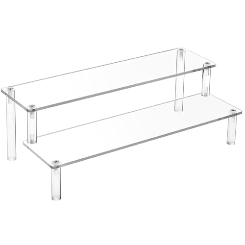 Acryl Display Ständer, Transparente Acryl Display Riser Regal, Acryl Riser Display Regal Ständer, Tischplatte klar Acryl Organizer, Displayständer für Schrank Vitrine, für Figuren, Schmuck, 2 Tier Acryl Display Ständer, Transparente Acryl Display Riser Regal, Acryl Riser Display Regal Ständer, Tischplatte klar Acryl Organizer, Displayständer für Schrank Vitrine, für Figuren, Schmuck, 2 Tier von TUKNN