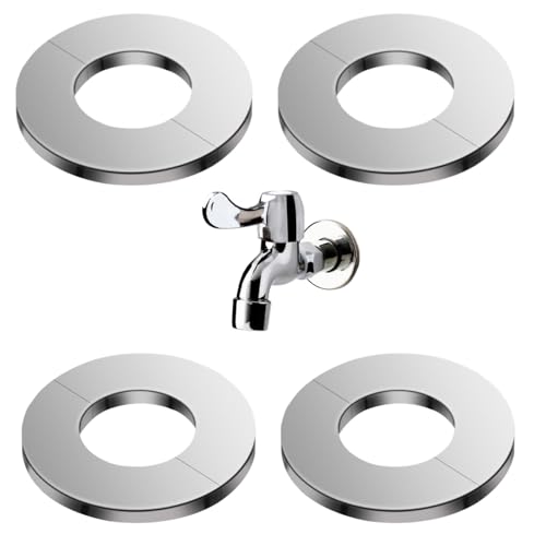 TUKNN Edelstahl Verchromt Rosette, 4PCS Selbstklebende Ventilloch Abdeckung, 25 mm, Silber, Kupplung, Rohrfitting, Rohrabdeckung von TUKNN