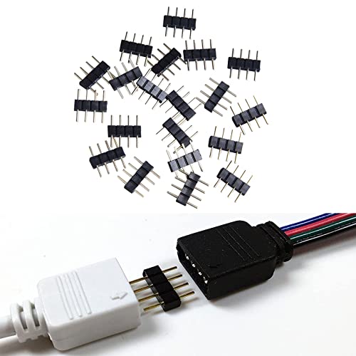 LED Verbinder 4-Polig, 4 Pin Stecker, 4 Polig RGB LED Stecker, LED Streifen Schnellverbinder 4 Pin, RGB LED Strip Connector, LED Stripe Stecker, LED Band Anschluss Steckverbinder, 20Pcs von TUKNN