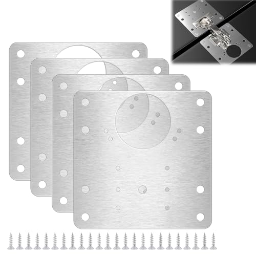 Schrank Scharnier Reparaturplatte, Küchenscharnier Reparaturplatten, Aufschraubscharniere Reparaturklammern mit Loch, Edelstahl Scharnier Reparaturplatte, Schanierreperaturplatte, 4 Stück Schrank Scharnier Reparaturplatte, Küchenscharnier Reparaturplatten, Aufschraubscharniere Reparaturklammern mit Loch, Edelstahl Scharnier Reparaturplatte, Schanierreperaturplatte, 4 Stück von TUKNN