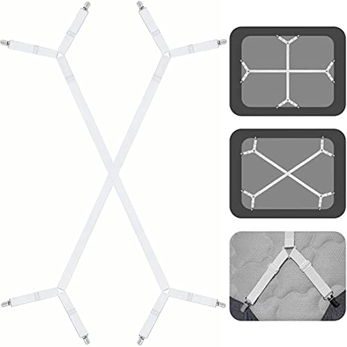 TULAMORIY 2 Stück Bettlakenspanner Bettlakenclips,Verstellbare Dreiecksspanner,Elastische Bettlakenspanner,Lakenspanner mit klammern Spannbettlakenhalter Clips,für Bettlaken,Matratze,Sofa(Weiß) von TULAMORIY