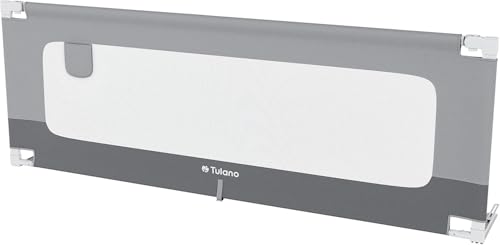 TULANO Cover 40 | Bettgitter 200 cm Bettschutzgitter Kinderbettgitter für Kinder | Klappbar | Geeignet für eine Matratzenhöhe von 10-28 cm | 18 einstellbare Höhen & Seitentasche | 1 Stück | Grau von TULANO
