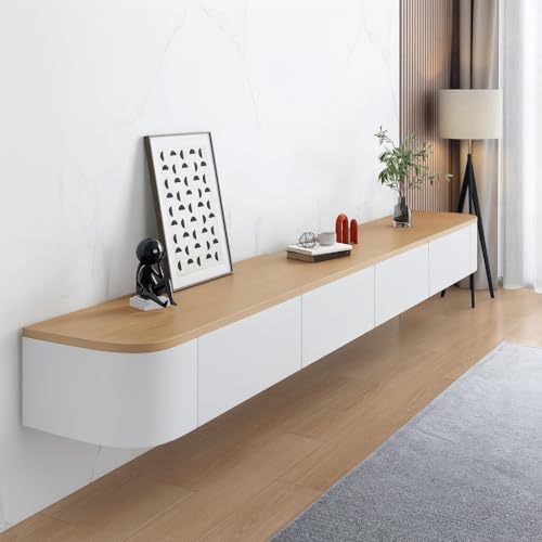 TULAZOU TV Schrank,TV Lowboard, Fernsehtisch, Fernsehschrank für das Wohnzimmer, Geeignet für das Wohnzimmer und Schlafzimmer (Holzfarbe + Weiß, 120CM) von TULAZOU
