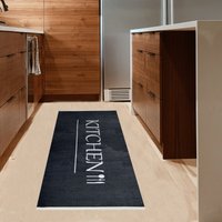Digitaler Küchenläufer Teppich, Schwarzer Küchenboden, Maschinenwaschbarer Küchenteppich, Leicht Zu Reinigender Rutschfester Teppich von TULDARHOME