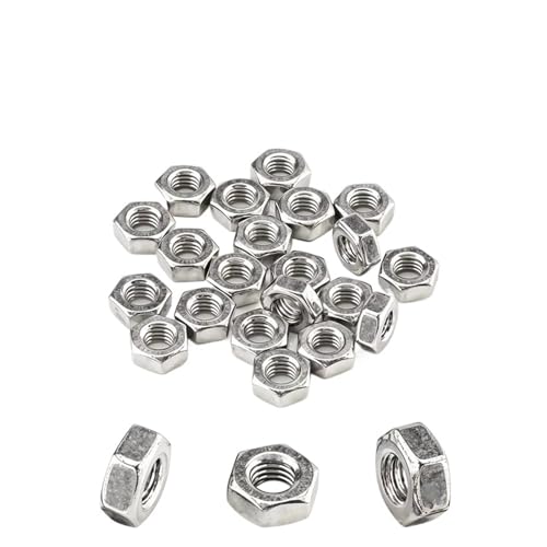 1–100 Stück Sechskantmuttern M1 M1.2 M1.4 M1.6 M2 M2.5 M3 M3.5 M4 M5 M6 M8 M10 M12 M14 M16 M18 M20 Sechskantmutter 304 Edelstahl DIN934 Metrisch(M6 x 25Pcs) von TULDYS