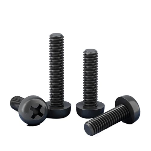 10–50 Stück schwarz-weiße PA66-Nylon-Flachkopfschrauben M2 M2.5 M3 M4 M5 M6 M8 metrisches Gewinde Kunststoffisolierung Kreuzrundkopfschrauben(Black,35mm,M2.5-50pcs) von TULDYS