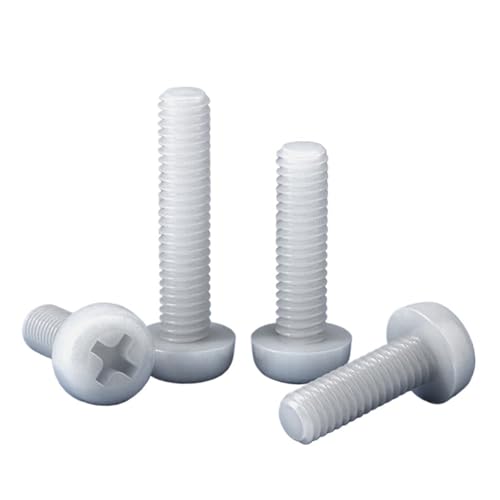 10–50 Stück schwarz-weiße PA66-Nylon-Flachkopfschrauben M2 M2.5 M3 M4 M5 M6 M8 metrisches Gewinde Kunststoffisolierung Kreuzrundkopfschrauben(White,30mm,M8-10pcs) von TULDYS